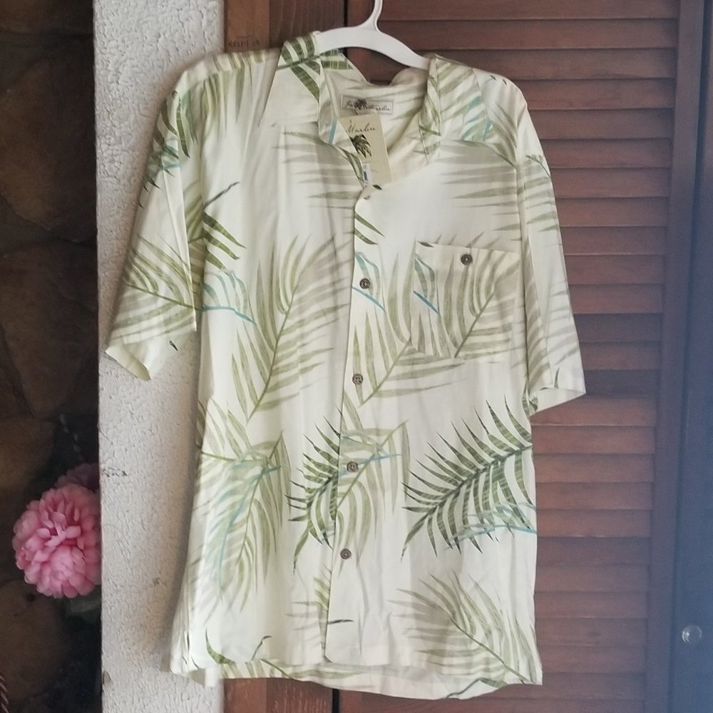 Joe Marlin mens XL palm print button down shirt